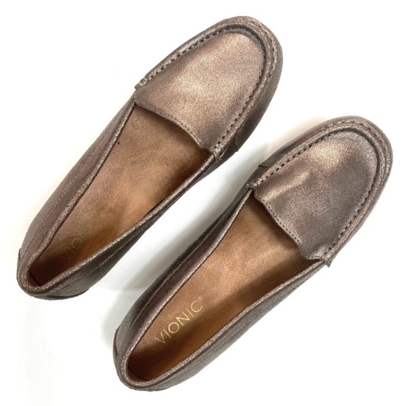 Vionic Debbie Leather Slip on Driving Flats Loafer Metallic Brown AQ-05 Size 10 - Picture 8 of 13